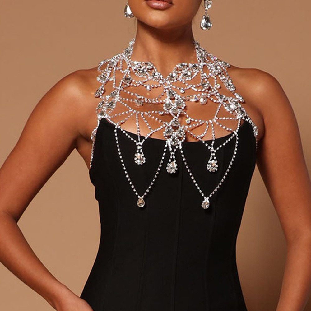 Body Jewelry Retainers - Fashionable multi-layer waterdrop tassel chest chain