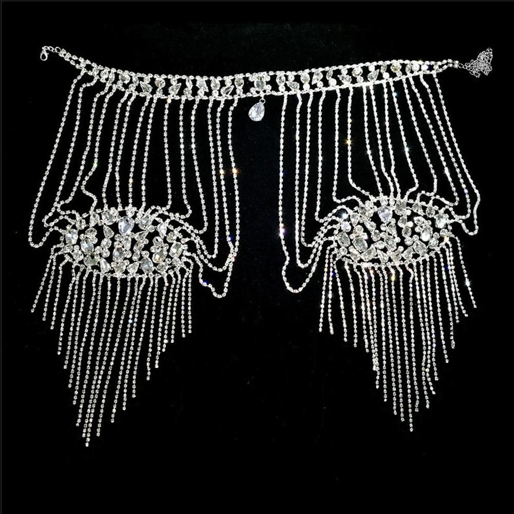 Body Jewelry Necklace - Luxurious Design Rhinestone Shoulder Necklace Elegant