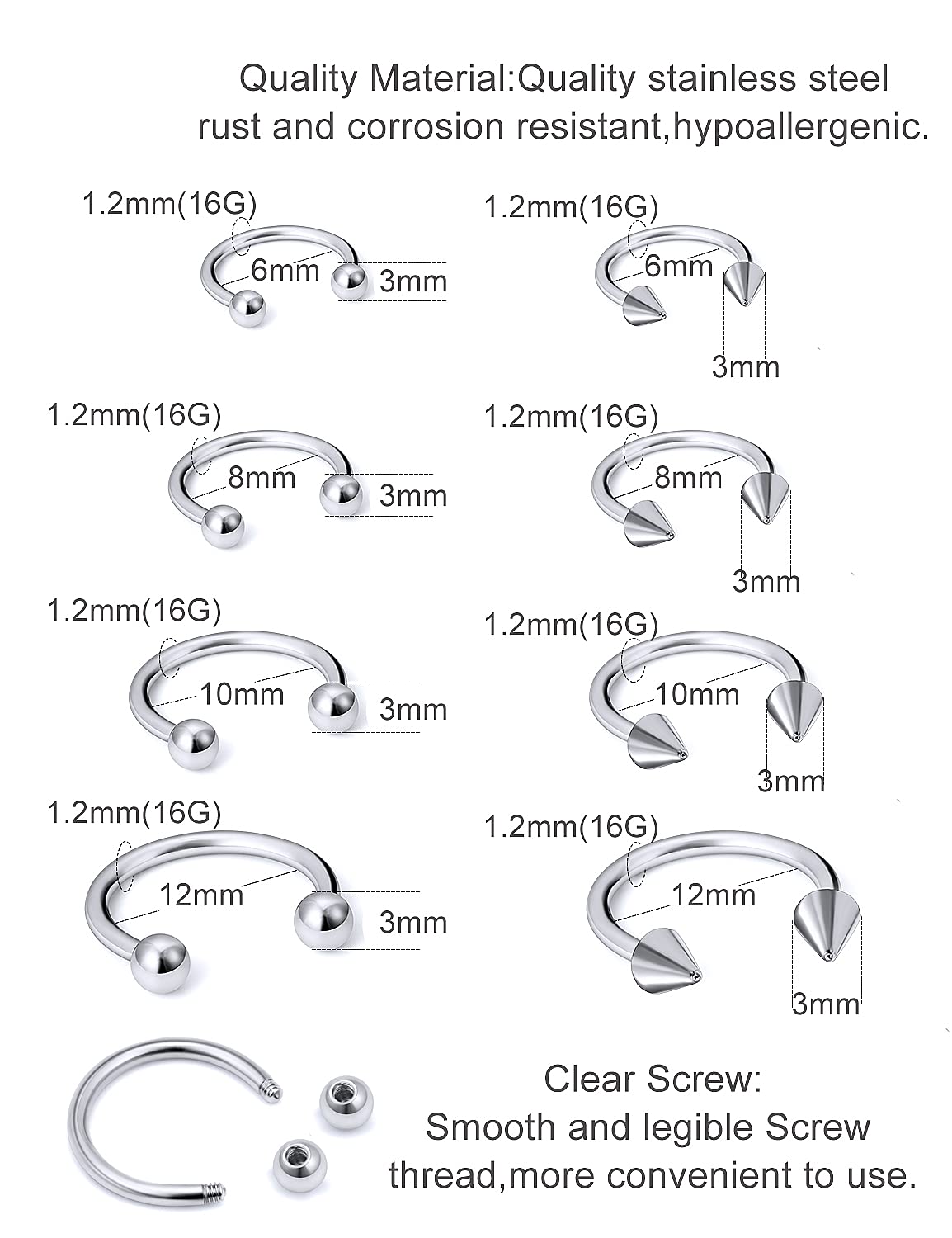 1PCS 16G Surgical Steel Nose S - Body Jewelry Surgical Steel ulasan dan harga