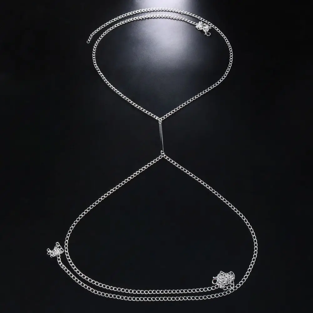 Sexy Metal Chest Chain Harness - Body Jewelry Retainers ulasan dan harga