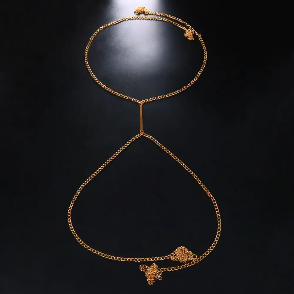 Sexy Metal Chest Chain Harness - Body Jewelry Retainers ulasan dan harga